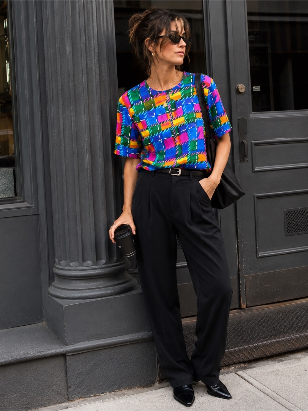 Vintage Christie & Jill 100% Silk Abstract Print Blouse Size S